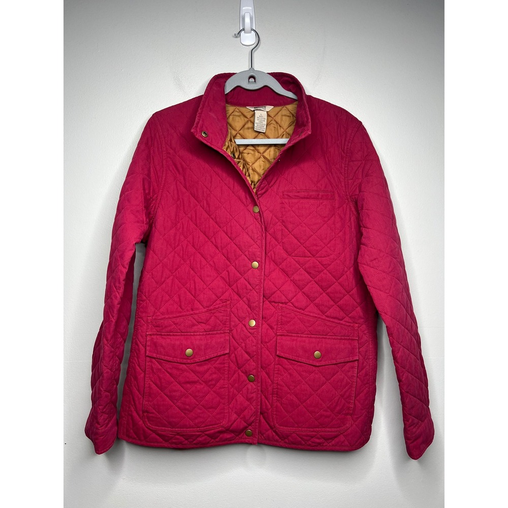 Duluth Trading Co. Quilted Barn Jacket Women's L Chore Coat Snap Close Red